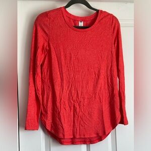 New Old Navy Size XS Bright Neon Coral Heathered Crew Neck Long Sleeve Sweater